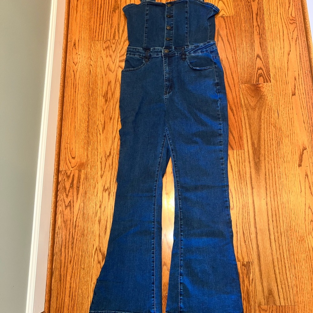 Madden Girl Dark Blue Jean Flare Bodysuit